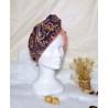 Serviette turban cheveux violet paysley Confection artisanale