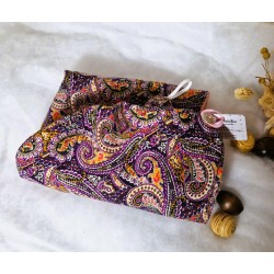 Serviette turban cheveux violet paysley Confection artisanale