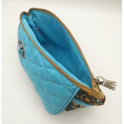 Trousse maquillage à rabat turquoise