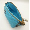 Trousse maquillage à rabat turquoise