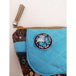 Trousse maquillage à rabat turquoise