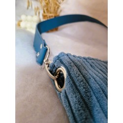 Sac Hobo CHARLOTTE velours côtelé bleu Création artisanale