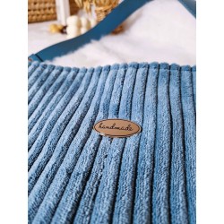 Sac Hobo CHARLOTTE velours côtelé bleu Création artisanale