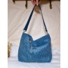 Sac Hobo CHARLOTTE velours côtelé bleu Création artisanale