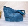 Sac Hobo CHARLOTTE velours côtelé bleu Création artisanale