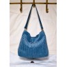 Sac Hobo CHARLOTTE velours côtelé bleu Création artisanale