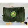 Trousse pochette L velours côtelé vert kaki Création artisanale