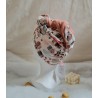 Serviette turban cheveux corail hiboux Confection artisanale