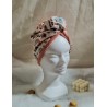 Serviette turban cheveux corail hiboux Confection artisanale