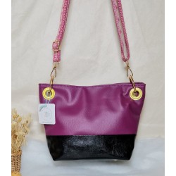 Sac bandoulière PAULINE simili cuir violet Création artisanale