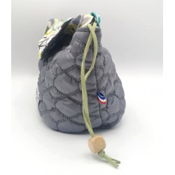 Bourse trousse maquillage matelassée grise et coton fleuri Création artisanale