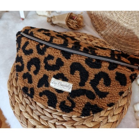 Sac banane MAIA XL fausse fourrure camel noir chic et tendance Création artisanale