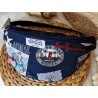 Sac banane MAIA XL velours et coton bleu marine et tendance Création artisanale