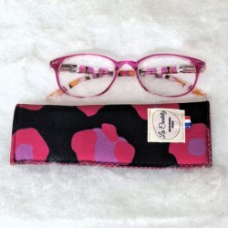Etui à lunettes fun colorés fuchsia noir Création artisanale