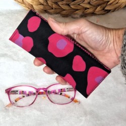 Etui à lunettes fun colorés fuchsia noir Création artisanale
