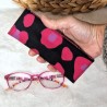 Etui à lunettes fun colorés fuchsia noir Création artisanale