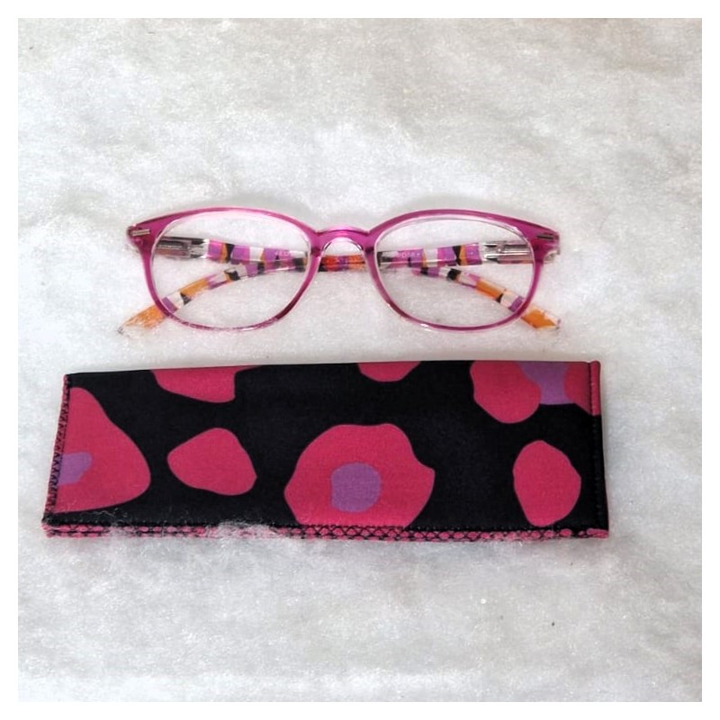 Etui à lunettes fun colorés fuchsia noir Création artisanale