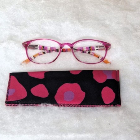 Etui à lunettes fun colorés fuchsia noir Création artisanale