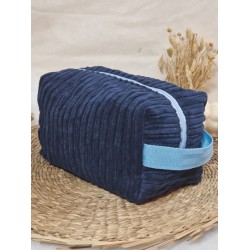 Trousse de toilette imperméable velours côtelé Création artisanale