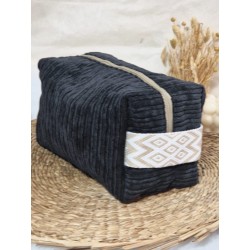 Trousse de toilette imperméable velours côtelé Création artisanale