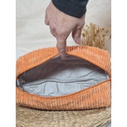 Trousse de toilette imperméable velours côtelé Création artisanale