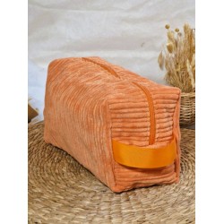 Trousse de toilette imperméable velours côtelé Création artisanale