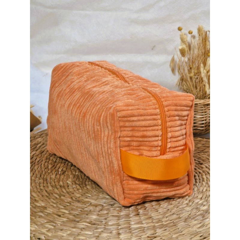 Trousse de toilette imperméable velours côtelé Création artisanale