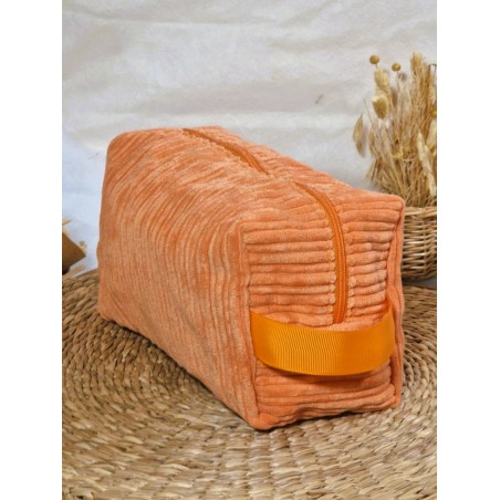Trousse de toilette imperméable velours côtelé Création artisanale