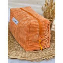 Trousse de toilette imperméable velours côtelé Création artisanale