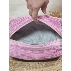 Trousse de toilette imperméable velours côtelé Création artisanale