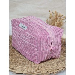 Trousse de toilette imperméable velours côtelé Création artisanale
