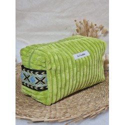 Trousse de toilette imperméable velours côtelé Création artisanale