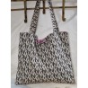 Totebag Sac fourre-tout écru cactus noir Création artisanale