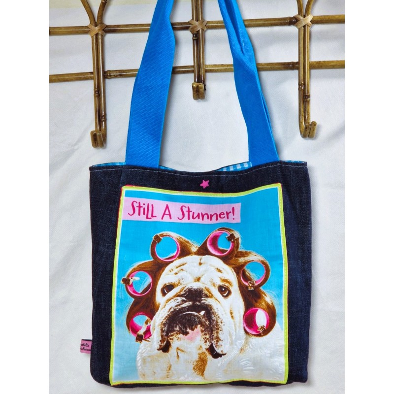 Totebag Sac fourre-tout en jean humour doggy Création artisanale