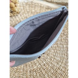 Trousse Pochette M simili cuir texturé gris argenté Création artisanale