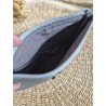 Trousse Pochette M simili cuir texturé gris argenté Création artisanale
