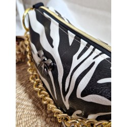 Sac bandoulière EMMA simili cuir zèbre noir & blanc Création artisanale fantaisie