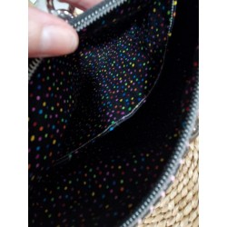 Sac bandoulière EMMA simili cuir pied de poule noir & rose Création artisanale fantaisie
