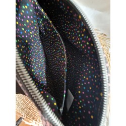 Sac bandoulière EMMA simili cuir pied de poule noir & rose Création artisanale fantaisie