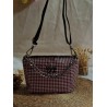 Sac bandoulière EMMA simili cuir pied de poule noir & rose Création artisanale fantaisie