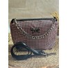 Sac bandoulière EMMA simili cuir pied de poule noir & rose Création artisanale fantaisie