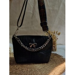 Sac bandoulière EMMA simili cuir marron chocolat Création artisanale fantaisie