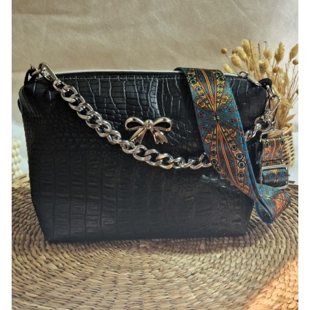 Sac bandoulière EMMA simili cuir marron chocolat Création artisanale fantaisie