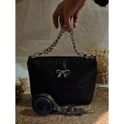 Sac bandoulière EMMA simili cuir marron chocolat Création artisanale fantaisie