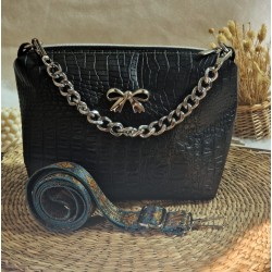 Sac bandoulière EMMA simili cuir marron chocolat Création artisanale fantaisie