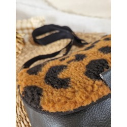 Sac bandoulière LOUISE simili cuir et fausse fourrure léopard Création artisanale