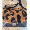 Sac bandoulière LOUISE simili cuir et fausse fourrure léopard Création artisanale