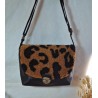 Sac bandoulière LOUISE simili cuir et fausse fourrure léopard Création artisanale
