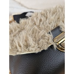 Sac bandoulière LOUISE simili cuir et fausse fourrure Teddy Bear Création artisanale
