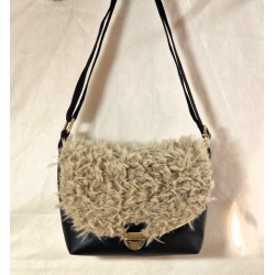 Sac bandoulière LOUISE simili cuir et fausse fourrure Teddy Bear Création artisanale